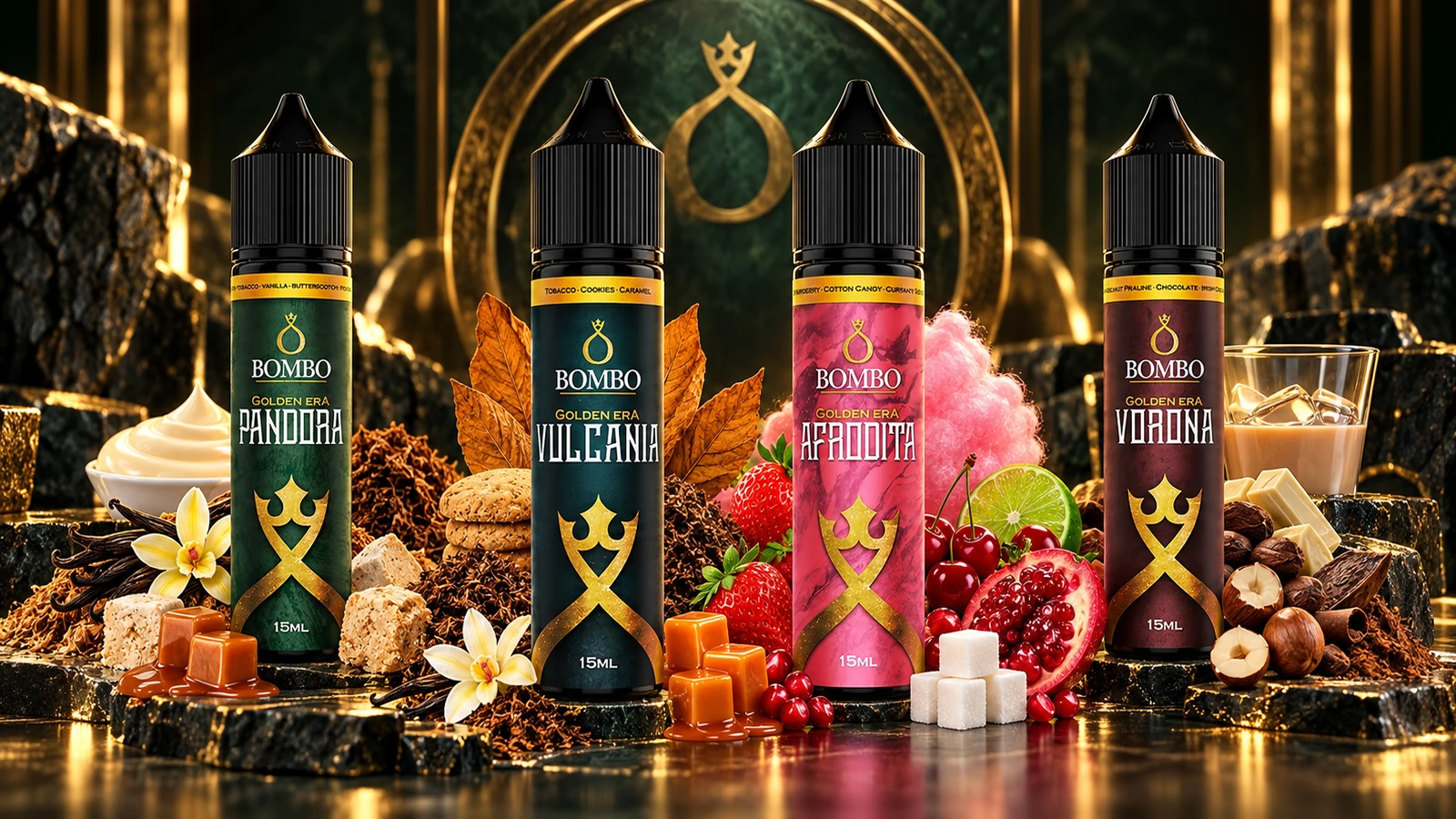 Ingredientes dulces y aromáticos inspirados en Bombo Golden Era Afrodita