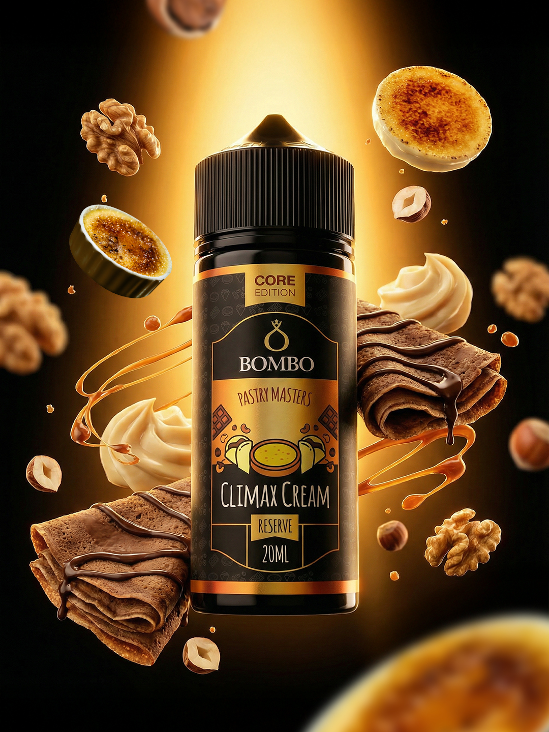 Climax Cream Reserve de Bombo Core Edition con crema catalana, chocolate y frutos secos