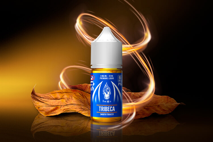 Halo Tribeca con hojas de tabaco y luz dorada en imagen oficial